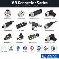 Conector Circular Recto M8 para Soldadura en Extremo de Placa PCB, IP67, para Montaje de Módulo de Sensor