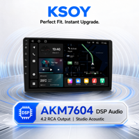 KSOY-TS18 FM RDS 4+64G QLED Android 14 WiFi BT 5.0 RCA Output Kamera 360 Octa Core DVR Android Carplay untuk Mobil Multimedia Mobil