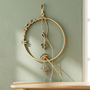 Corona redonda de metal hecha a mano con hojas de otoño y decoración de setas para el Día de Acción de Gracias, estilo rústico - Product Image 6