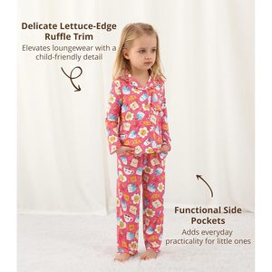 Conjunto de Pijama de Manga Larga para Niñas Pequeñas, 2 Piezas, Ropa de Dormir Cómoda con Bolsillos, Viscosa de Bambú - Product Image 4
