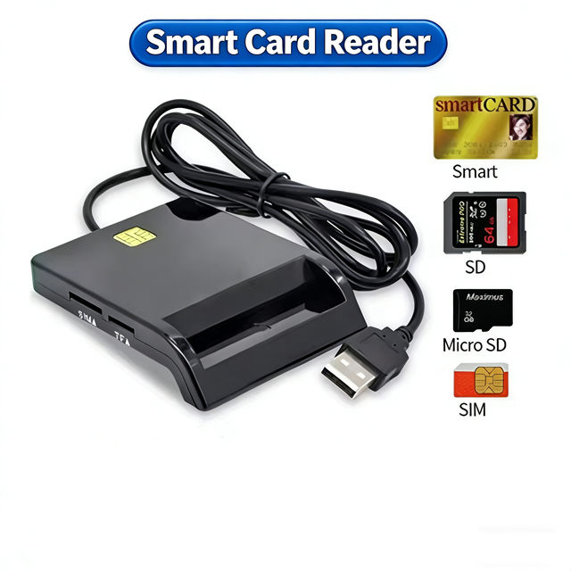4 in 1 USB External Smart ID Card Reader IC ID CAC TF SD Bank Card SIM Card Reader
