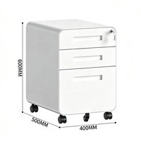 Archivador Metálico Moderno Storion Blanco con 3 Cajones, Cerradura, Asas Integradas, Mecanismo de Almacenamiento, Ahorro de Espacio, Móvil, para Gimnasio
