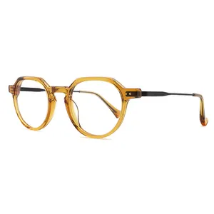 Sıcak satış Vintage asetat Metal okuma gözlüğü çerçeveleri gözlük optik gözlük gözlük üreticisi