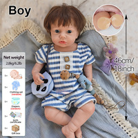 Poupée Bébé Reborn en Silicone Réaliste et Fonctionnelle LouLou de 18 Pouces avec Cheveux Implantés pour Jeu de Rôle Immersif