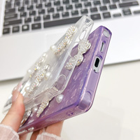 Étui de téléphone de luxe à dégradé de couleurs pour iPhone 16 15 14 13, design papillon scintillant pour filles, coque de téléphone portable pour Samsung S24 S25