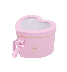 S176 Double Layer Heart Shaped Flower Gift Box For Flowers With Clear Pvc Lid