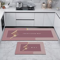 Ensemble de tapis de sol de cuisine 2 pièces, style nordique moderne, surface en diatomite, dos en caoutchouc, lavable, doux, décoration intérieure