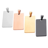 Collier avec pendentif rectangulaire personnalisé en acier inoxydable MECYLIFE, plaque de nom ou logo DIY, pendentif carré uni