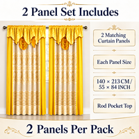 Gorden Elegan 2 Panel dengan Valance untuk Ruang Tamu Warna Kuning Kain Lembut Berkualitas Tinggi Rideaux De Maison Grosir