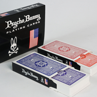 Jeu de 2 paquets de cartes, en PVC recyclé, cartes à jouer en plastique imperméables, PsychoBunny Poker, Poker, Bridge, Index standard