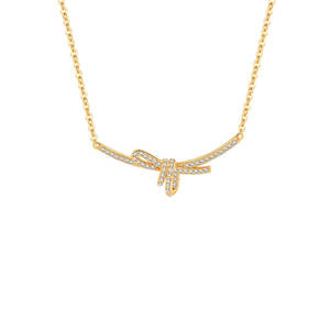 Collier chaîne en argent sterling 925 avec pendentif en zircone cubique blanche de haute qualité SPJ, nœud papillon souriant - Product Image 5