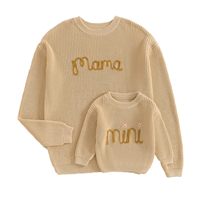 Suéteres Personalizados con Nombre para Mamá e Hija, Bordado a Mano, Sudadera de Punto para Mamá y Mini