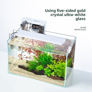 Acquario da Scrivania in Vetro Super Bianco, <span class=keywords><strong>Habitat</strong></span> per <span class=keywords><strong>Tartarughe</strong></span>, Piccolo Acquario Ecologico per Piante Acquatiche - Product Image 4