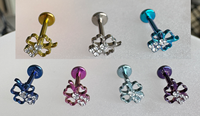 Anting Fashion HGC G23 Titanium Bunga Bulat Zirkon Bening untuk Wanita, Perhiasan Tindik Tubuh Helix Daith Tragus Labret