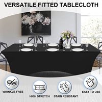 Housses de table extensibles noires pour événements, banquets, housses de lit de massage, housses de table ajustées de 6 pieds pour décorations de mariage et de fête en spandex