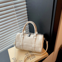 Nouveau sac Boston pour femme en cuir PU, sac à main cylindrique avec bandoulière, petit sac bandoulière pour les voyages et le quotidien