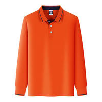 Polo Homme à Manches Longues Personnalisé avec Logo, Été, Coton 220g, Couleur Unie, Piqué Vierge, Broderie Polyester et Sergé, ODM
