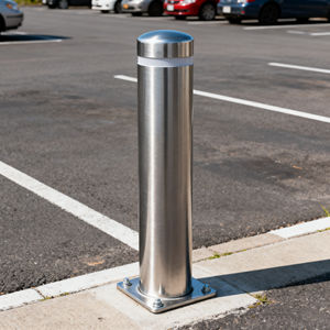 عمود معدني مصنوع حسب الطلب بتقنية التصنيع بالتحكم الرقمي بالحاسوب |   عمود أمان من الفولاذ المقاوم للصدأ/الألمنيوم |   مصنع حواجز الحماية من الاصطدام حسب الطلب مع شعار مخصص - Product Image 2