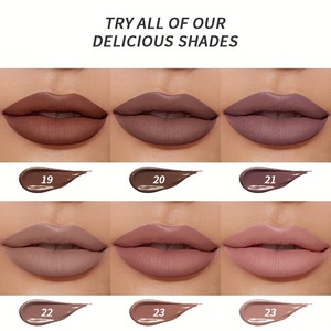 Brillo Labial Mate Nude de 6 Colores de Marca Propia, Lápiz Labial Líquido Marrón, Impermeable y de Larga Duración, MOQ Bajo, OEM - Product Image 3