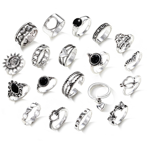 19 unids/set Estilo Vintage plata corazón diseño geométrico pulsera conjunto para mujer joyería - Product Image 6