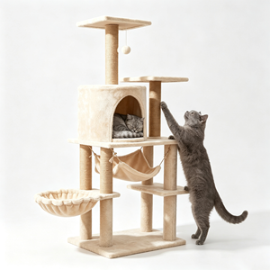 Arbre à chat, griffoir, plateforme de saut pour chats, avec niche, adapté aux chats de petite, moyenne et grande taille, vente en gros usine - Product Image 6