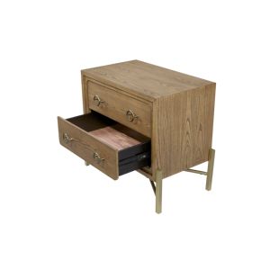 Table de chevet à 2 tiroirs, finition latte, base en métal, rangement sous le lit - Product Image 6