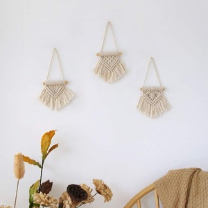 Bộ 3 dễ thương macrame kỳ nghỉ đồ trang trí Boho hình học nghệ thuật dệt xe gương quyến rũ Mini macrame treo tường - Product Image 2