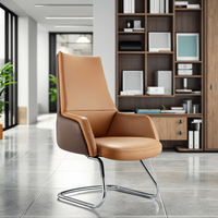 Chaise de bureau moderne en cuir à dossier moyen pour visiteurs et cadres