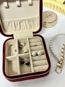 Hotsale Premium Soft Recycled Cardboard Vintage Square Zipper Closure Jewelry <b>Box</b> Custom Logo Packaging Bridesmaid <b>Wedding</b> Favor - Product Image 1