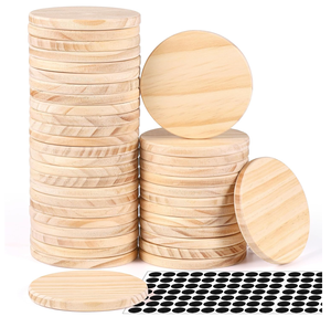 Sous-verre rond en bois brut de 3,9 pouces, éco-responsable, à personnaliser soi-même - Product Image 1