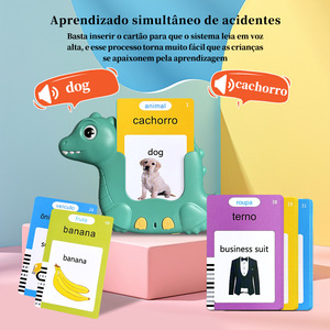 Tarjetas de Memoria Interactivas Bilingües en Portugués e Inglés con Dinosaurios, 224/510 Palabras, Juguete Educativo para Niños Pequeños, Certificado CE - Product Image 4