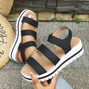 Women Summer Thick-Soled Wedge <b>Sandals</b> Large European and American Beach <b>Sandals</b> Platform Roman <b>Sandals</b> - Product Image 3