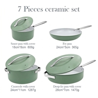 SANLANG Batterie de cuisine en céramique antiadhésive à induction, casseroles et poêles en aluminium pressé avec poignée en acier inoxydable