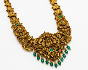 Collar Largo de Oro de 24K, 64.83 Gramos, Joyería India Tradicional Hecha a Mano para Mujer, Joyería para Bodas y Eventos Nupciales - Product Image 2