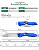 Couteau pliant de survie pour la chasse et le camping en plein air, poignée en aluminium multicolore 7650, lame 8cr13, 58-60HRC, outil de poche tactique EDC