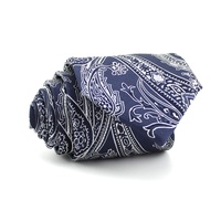 Cravate classique tissée en jacquard vintage pour hommes, bleue marine, blanche, meilleure vente, en soie pure, Paisley