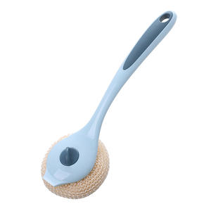 Práctico cepillo para lavar platos con mango largo Gadget automático de limpieza de lana de acero de silicona - Product Image 5