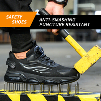 Chaussures de sécurité pour hommes, noires, respirantes, anti-écrasement, à embout en acier, à laçage rapide, antidérapantes, spécifications métalliques, chaussures de sécurité pour agents de sécurité