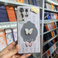 Casing HP iPhone 17 Pro Candy Two in One Glossy Bowknot Charm Bermotif Bunga Putih Kristal Cantik Grosir Pabrik