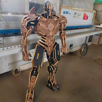 Statue de robot en bois massif assemblée, artisanat en bois fait main, œuvre d'art autoportante, décoration moderne pour la maison, idéale comme souvenir ou cadeau