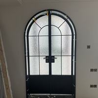 Ventana Arqueada de Aluminio Estilo Vintage, Delgada, con Rotura de Puente Térmico y Rejilla de Seguridad, Diseño de Ventana Francesa