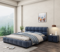 Lit en cuir souple, litière, moderne, lit King Size, cadre en bois, avec matelas