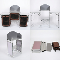Table de cuisine pliante en aluminium pour camping, directement de l'usine, avec tables latérales pour barbecue et pique-nique