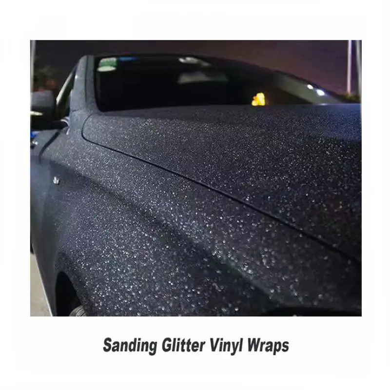 Chine fournisseur sans bulles paillettes noir vinyle wrap offert pour la décoration de carrosserie de voiture