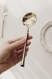 Ensemble <span class=keywords><strong>de</strong></span> couverts <span class=keywords><strong>de</strong></span> luxe en acier inoxydable 304 or tour Canton manche rond couverts lourds couverts <span class=keywords><strong>de</strong></span> mariage dîner couteau cuillère fourchette ensemble - Product Image 6