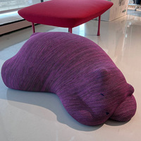Fauteuil de sol moderne en peluche Ours polaire endormi, en tissu blanc, mobilier multifonctionnel pour salon et chambre à coucher