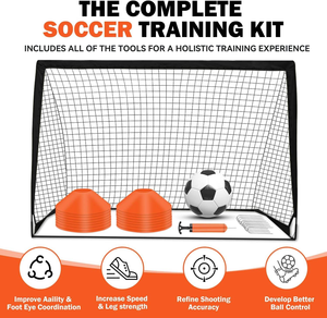 Portería de Fútbol Plegable Portátil de Acero - 6x4 pies, Equipo de Entrenamiento para Jardín, Incluye Balón de Fútbol, Tela de Objetivo para Marcar, Conos - Product Image 4