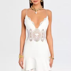 เดรสลูกไม้ลายดอกไม้ฤดูใบไม้ร่วงคุณภาพสูงราคาถูกมาใหม่ เดรสสายเดี่ยวผ้าฝ้ายทรงแม็กซี่ลำลองสำหรับผู้หญิง - Product Image 2