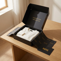 Boîtes d'expédition en carton ondulé pour vêtements, boîtes d'emballage pour cadeaux, pliables, résistantes, avec logo doré personnalisé, noir