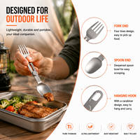 Nouvelle fourchette-cuillère pliable en titane ultralégère, équipement et accessoires de cuisine portables pour le camping et la randonnée en plein air